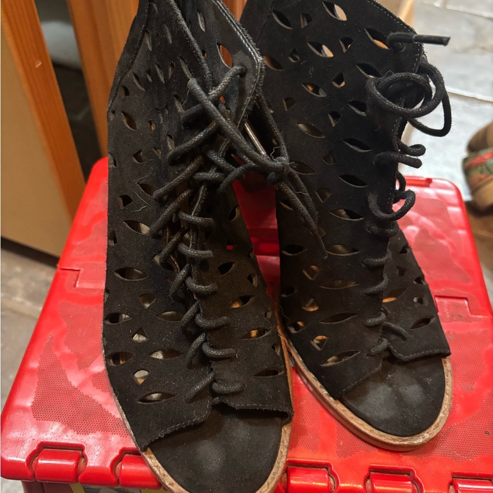 Gianni Bini Black Lace-Up Heels